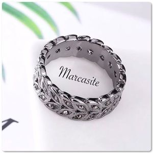 Antique Silver Vintage Crystal Marcasite Ring